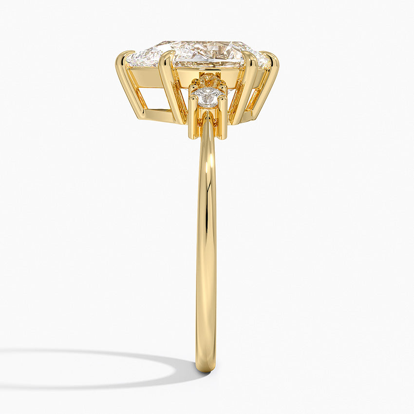 Petite Selene Three Stone Diamond Ring (1/10 ct. tw.) - Pear Center Stone