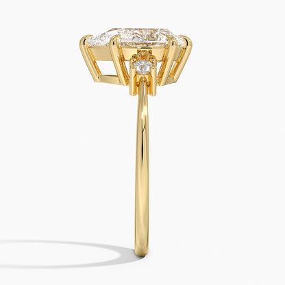 Petite Selene Three Stone Diamond Ring (1/10 ct. tw.) - Pear Center Stone