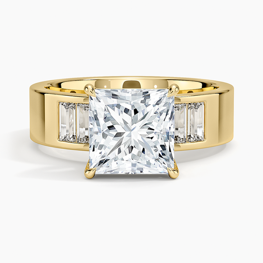 Peyton 5mm Channel-Set Diamond Ring - Princess Cut Center Stone