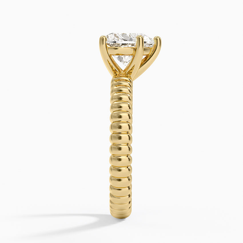 Petra Textured Solitaire Ring - Heart Center Stone