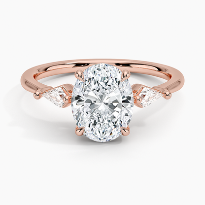 Cometa Three Stone Diamond Ring - Oval Center Stone