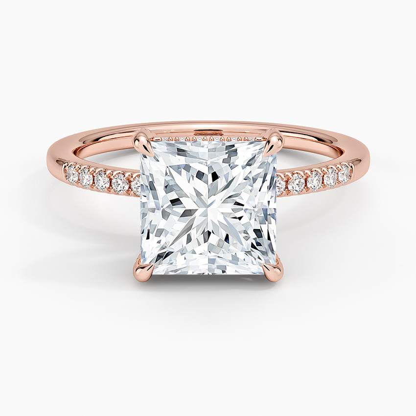 Viviana One-Quarter Coverage Diamond Ring - Princess Cut Center Stone