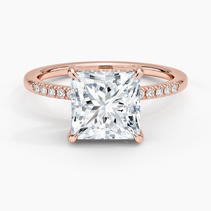 Viviana One-Quarter Coverage Diamond Ring - Princess Cut Center Stone