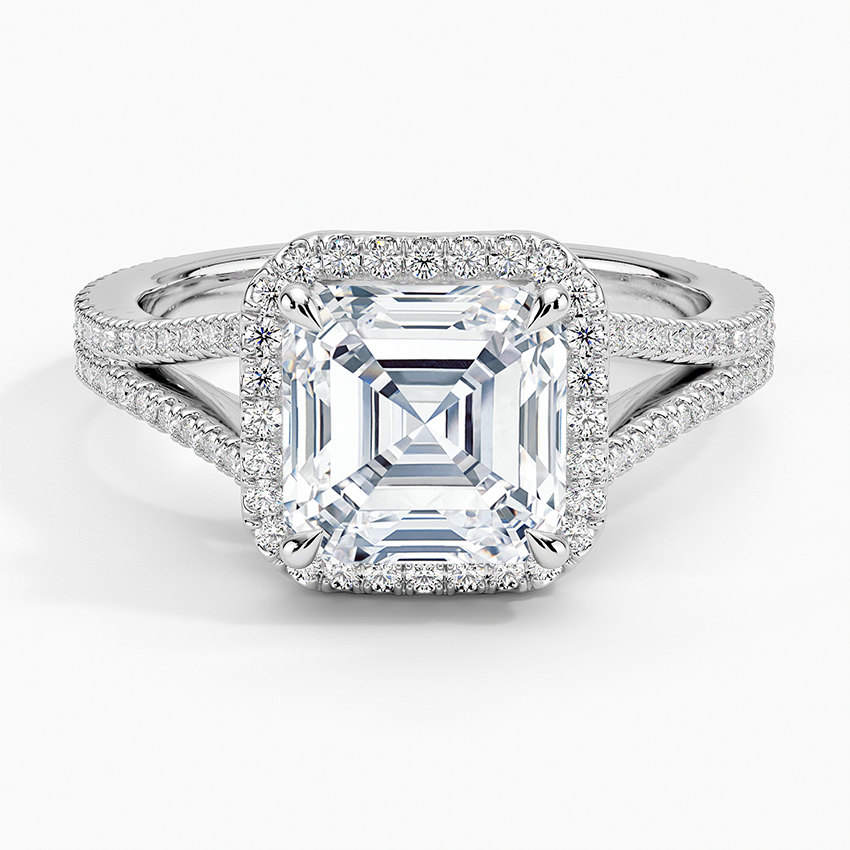 Fortuna Halo Diamond Ring (1/2 ct. tw.) - Asscher Cut Center Stone