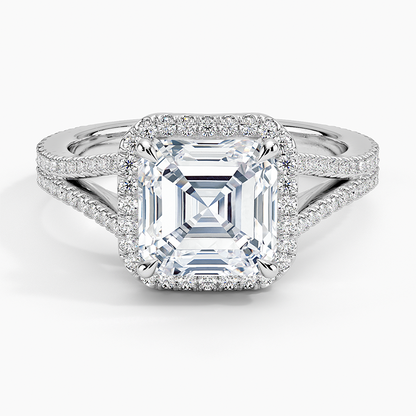 Fortuna Halo Diamond Ring (1/2 ct. tw.) - Asscher Cut Center Stone
