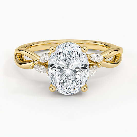 Willow Diamond Ring (1/8 ct. tw.) - Oval Center Stone