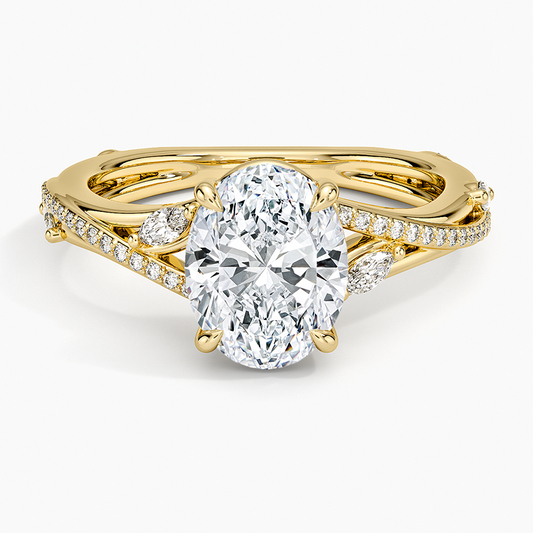 Begonia Vine Diamond Ring (1/4 ct. tw.) - Oval Center Stone