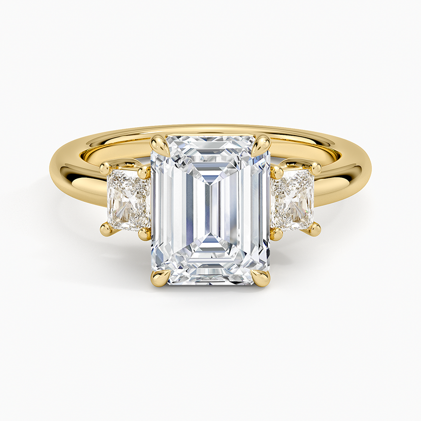 Helena Radiant-Cut Three Stone Diamond Ring (3/8 ct. tw.) - Emerald Cut Center Stone