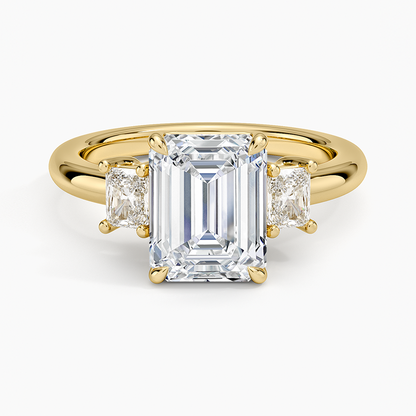 Helena Radiant-Cut Three Stone Diamond Ring (3/8 ct. tw.) - Emerald Cut Center Stone
