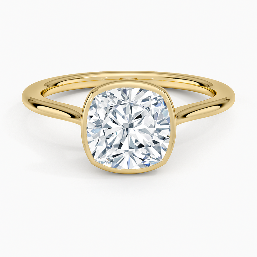 Petite Luna 1.5mm Bezel Ring - Cushion Cut Center Stone