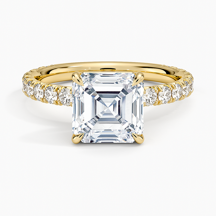 Luxe French Pavé Perfect Fit Diamond Ring (1/2 ct. tw.) - Asscher Cut Center Stone