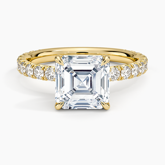 Luxe French Pavé Perfect Fit Diamond Ring (1/2 ct. tw.) - Asscher Cut Center Stone
