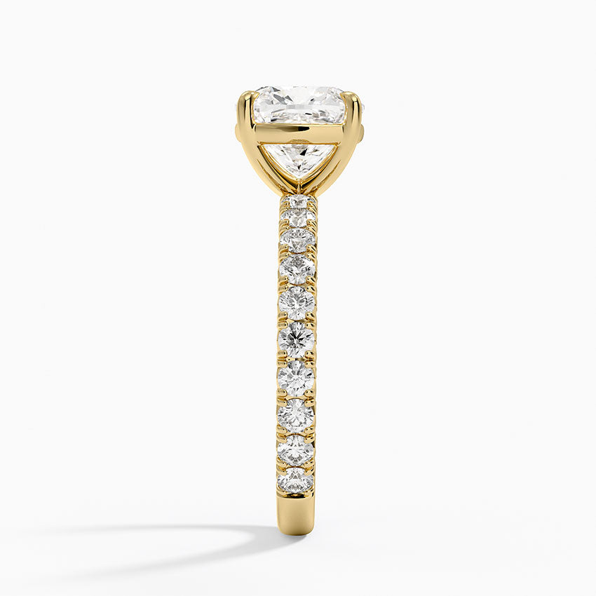 Luxe French Pavé Perfect Fit Diamond Ring (1/2 ct. tw.) - Cushion Cut Center Stone