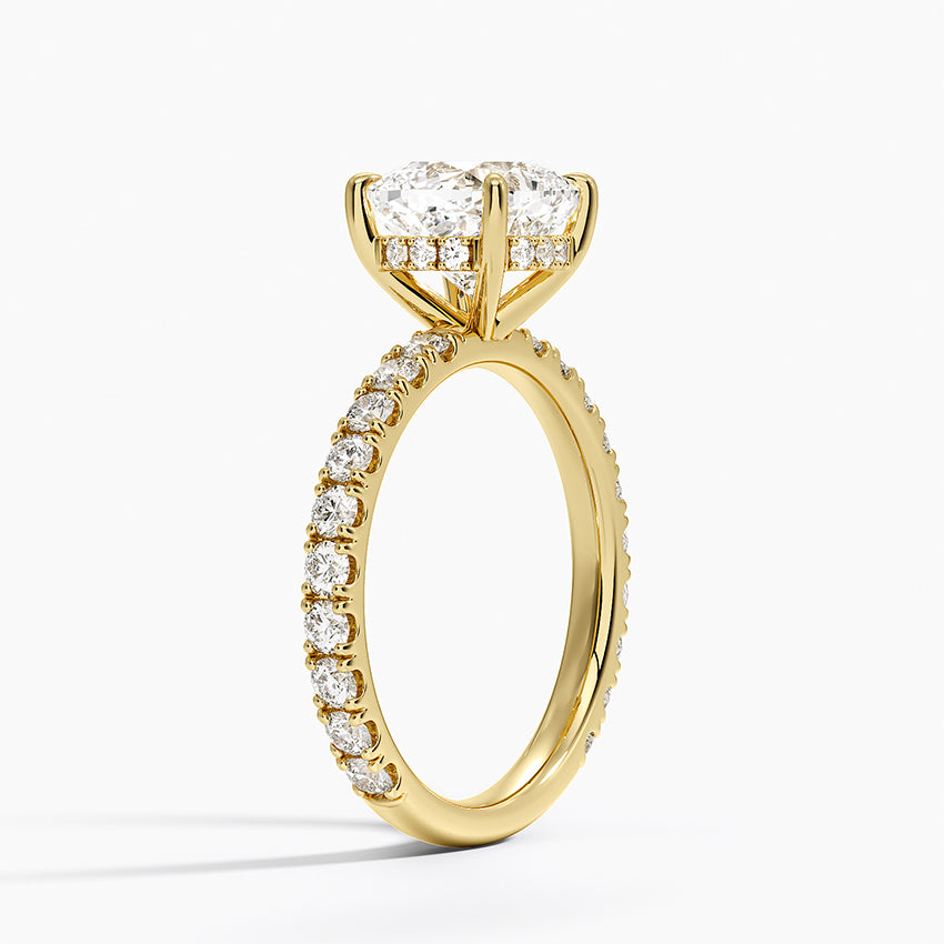 Grand Perfect Fit Three-Quarter Diamond Ring - Cushion Cut Center Stone
