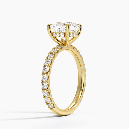 Grand Perfect Fit Three-Quarter Diamond Ring - Cushion Cut Center Stone
