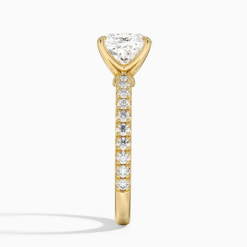 Amelie Three-Quarter Coverage Diamond Ring - Cushion Cut Center Stone