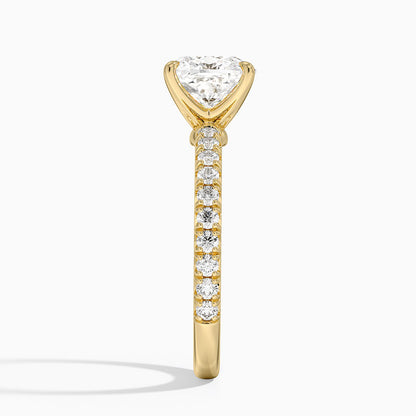 Amelie Three-Quarter Coverage Diamond Ring - Cushion Cut Center Stone