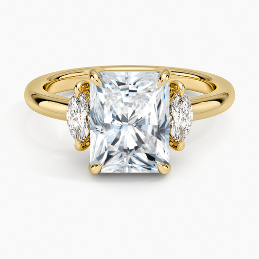 Sasha Three Stone Marquise Diamond Ring (1/3 ct. tw.) - Radiant Cut Center Stone