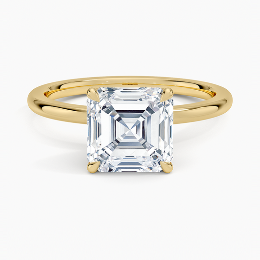 Petal 1.5mm Diamond Ring - Asscher Cut Center Stone