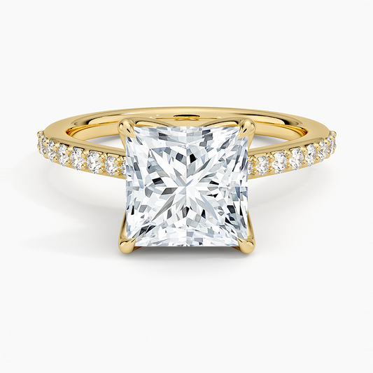 Elodie Cathedral Diamond Ring - Princess Cut Center Stone