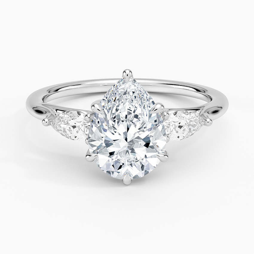 Luxe Delilah Three Stone Pear Diamond Ring - Pear Center Stone