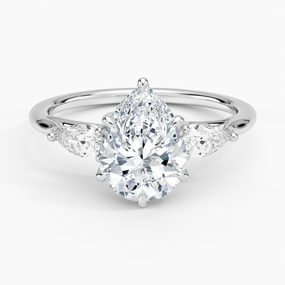 Luxe Delilah Three Stone Pear Diamond Ring - Pear Center Stone