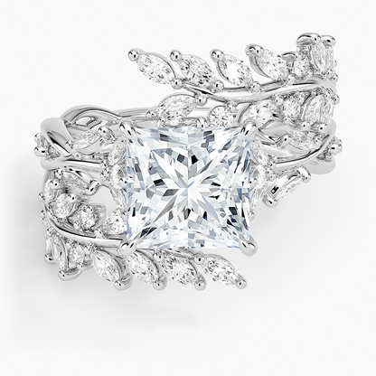 Secret Garden Wrap Diamond Ring - Princess Cut Center Stone