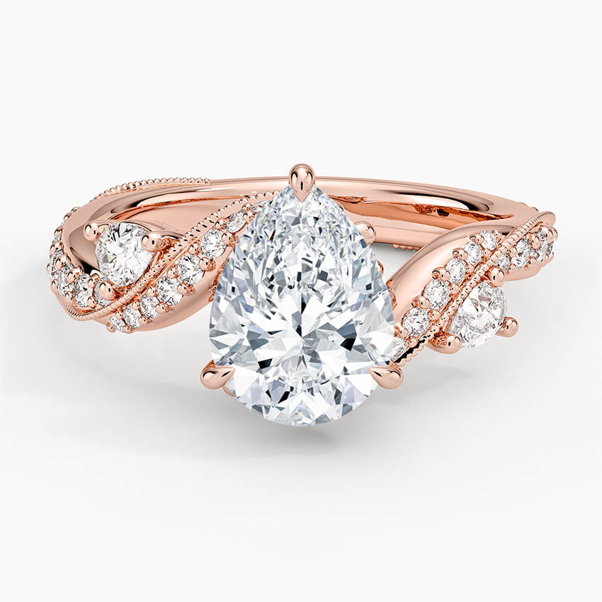 Grand Camellia Diamond Ring - Pear Center Stone