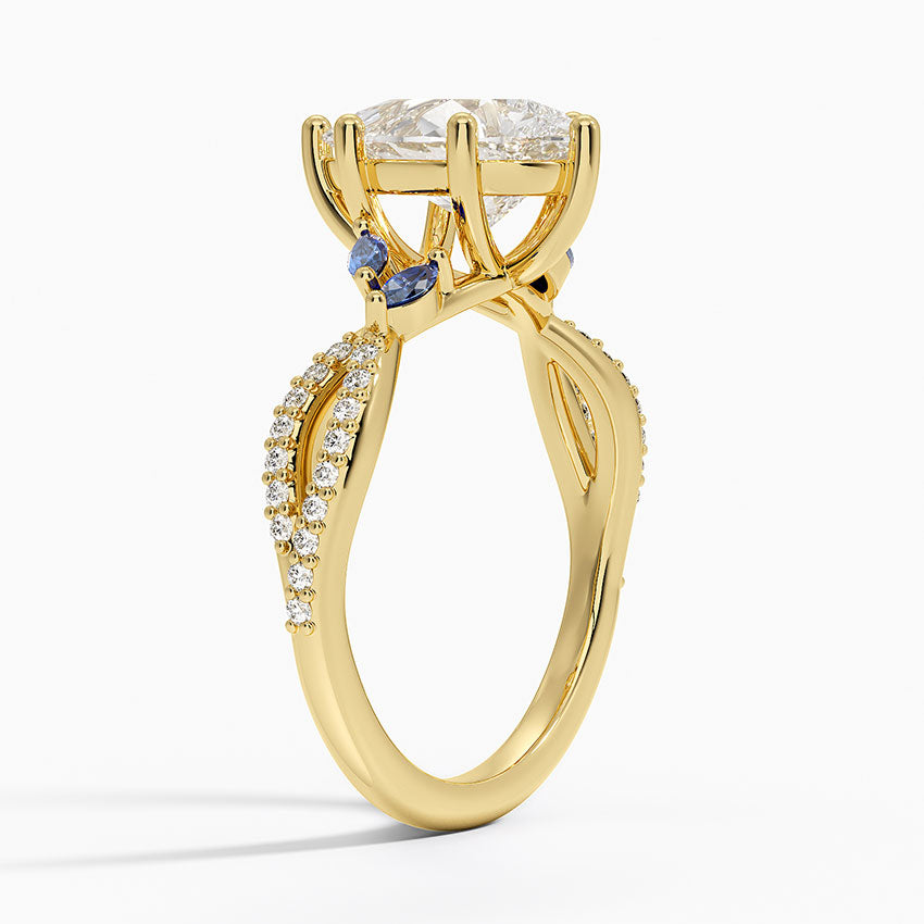 Luxe Willow Sapphire and Diamond Ring (1/8 ct. tw.) - Pear Center Stone