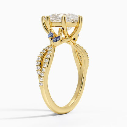 Luxe Willow Sapphire and Diamond Ring (1/8 ct. tw.) - Pear Center Stone