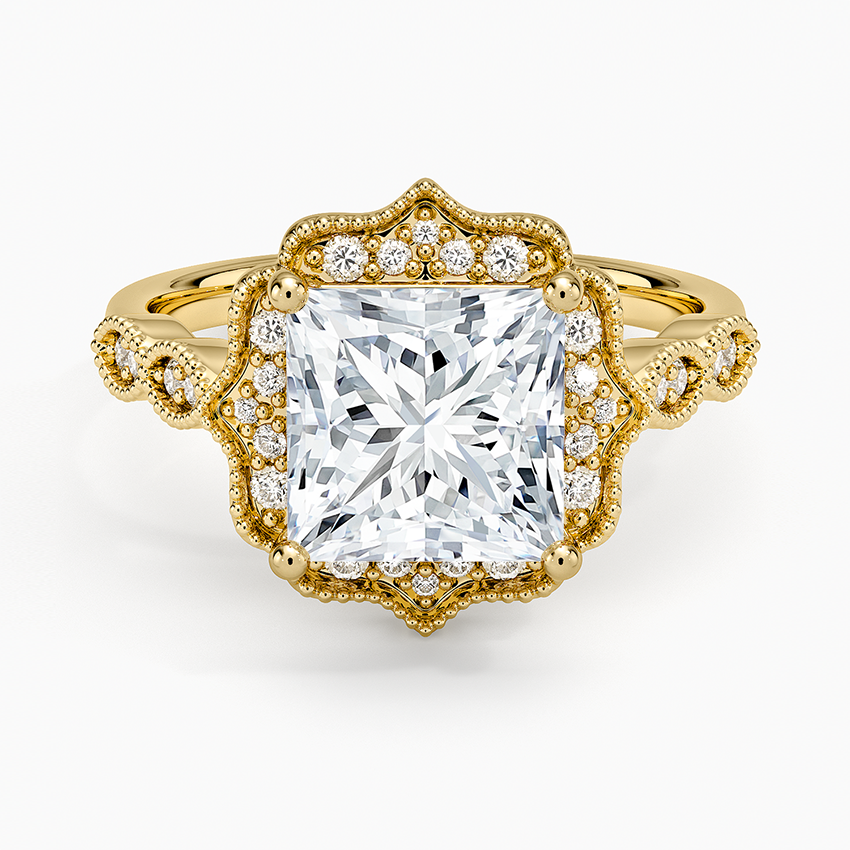 Cadenza Halo Diamond Ring - Princess Cut Center Stone