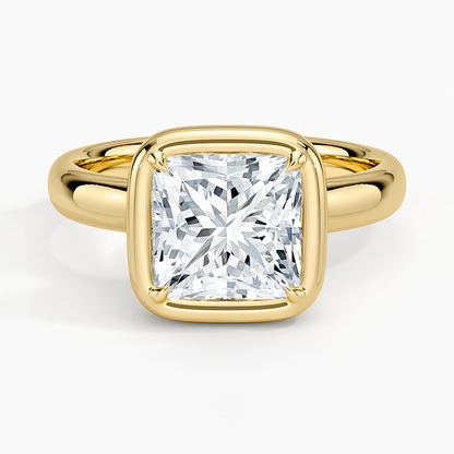 Andrea Bezel Prong Ring - Princess Cut Center Stone