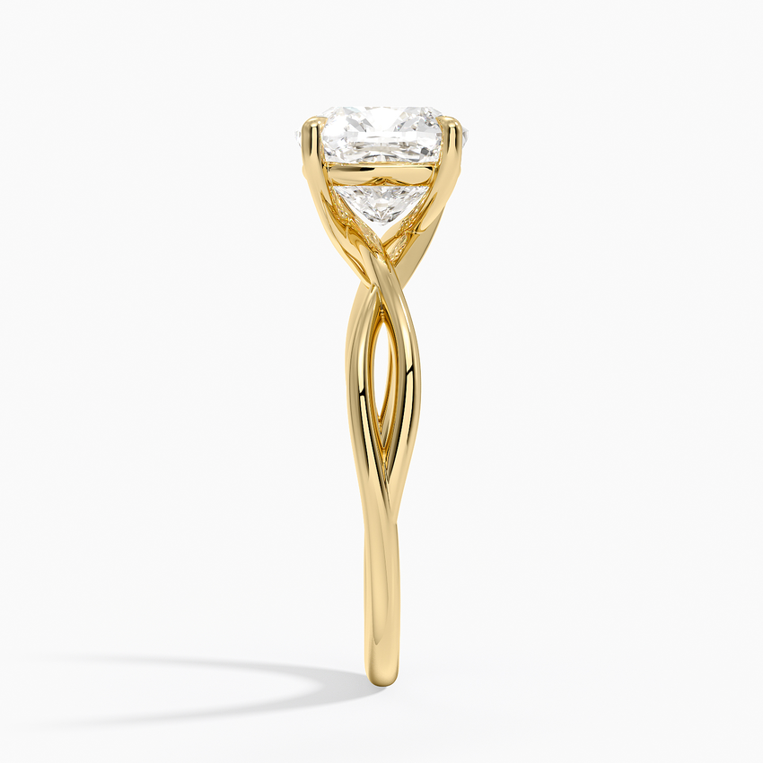 Alya Twist Solitaire Ring - Cushion Cut Center Stone
