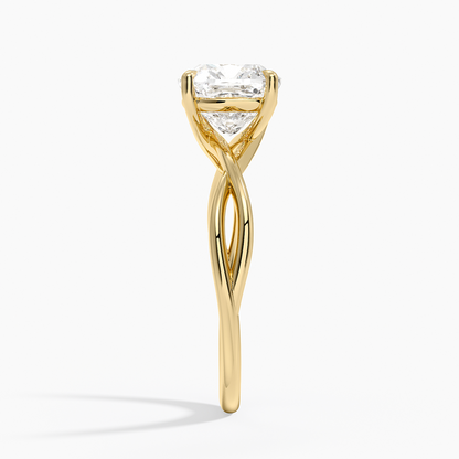 Alya Twist Solitaire Ring - Cushion Cut Center Stone