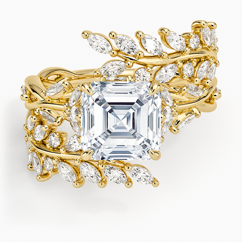 Secret Garden Wrap Diamond Ring - Asscher Cut Center Stone