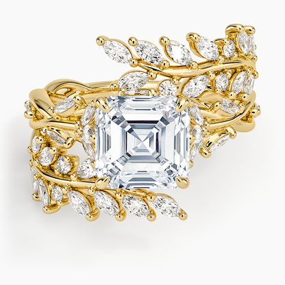 Secret Garden Wrap Diamond Ring - Asscher Cut Center Stone