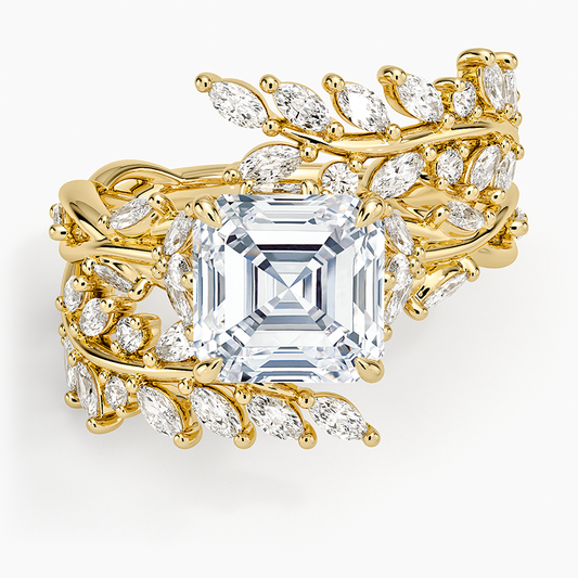 Secret Garden Wrap Diamond Ring - Asscher Cut Center Stone