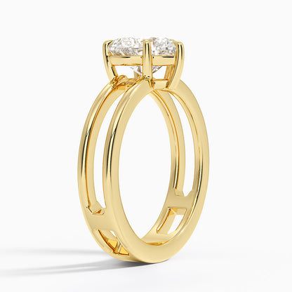 Aimee Open Double Band Solitaire Ring - Heart Center Stone