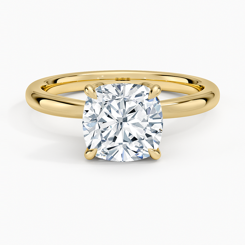Petal 2mm Solitaire Ring - Cushion Cut Center Stone
