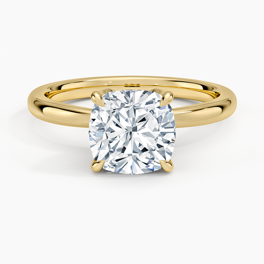 Petal 2mm Solitaire Ring - Cushion Cut Center Stone