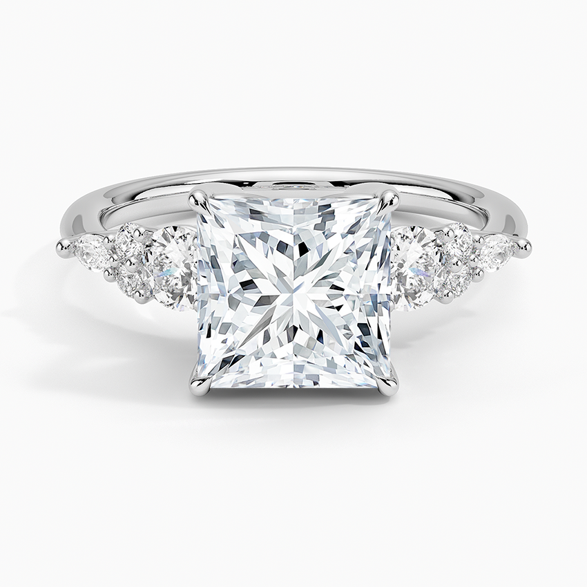 Nadia Three Stone Diamond Ring - Princess Cut Center Stone