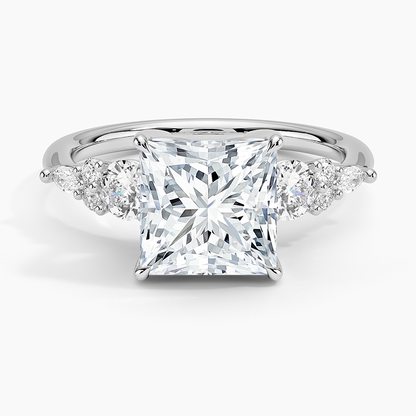 Nadia Three Stone Diamond Ring - Princess Cut Center Stone