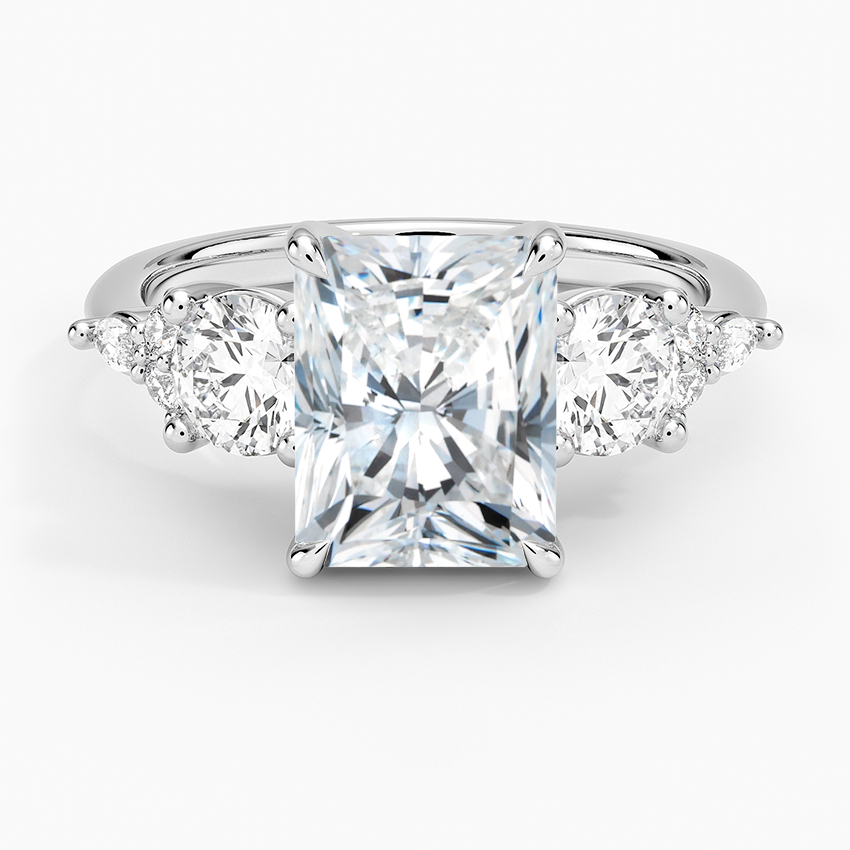 Luxe Nadia Three Stone Diamond Ring - Radiant Cut Center Stone
