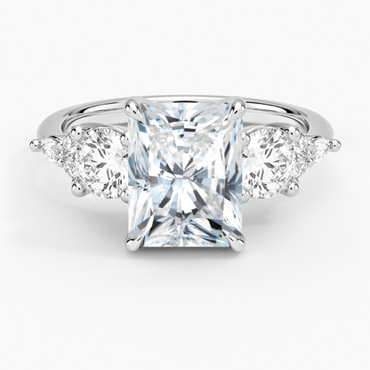 Luxe Nadia Three Stone Diamond Ring - Radiant Cut Center Stone