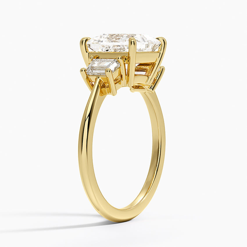 Embrace Three Stone Trapezoid Diamond Ring - Princess Cut Center Stone
