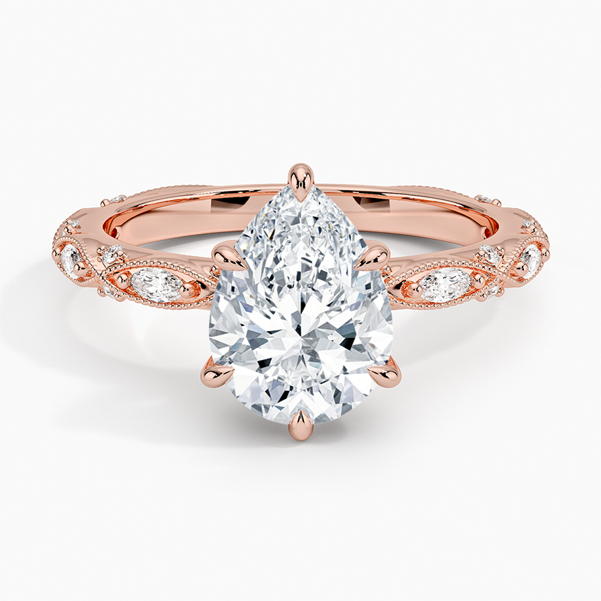 Celestia Milgrain Diamond Ring (1/4 ct. tw.) - Pear Center Stone
