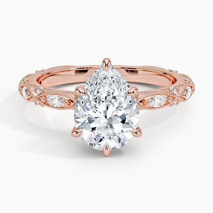 Celestia Milgrain Diamond Ring (1/4 ct. tw.) - Pear Center Stone