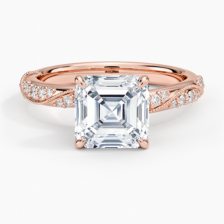 Camellia Hidden Accent 2.5mm Diamond Ring - Asscher Cut Center Stone