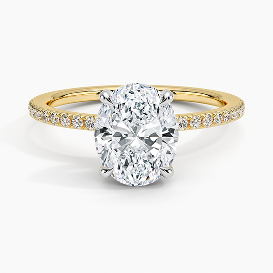 Mixed Metal Viviana Half Coverage Diamond Ring (1/4 ct. tw.) - Oval Cut Center Stone