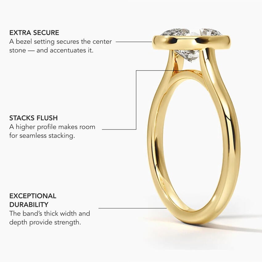 Luna 2mm Bezel Ring - Asscher Cut Center Stone